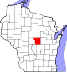 Harta statului Wisconsin indicând comitatul Portage