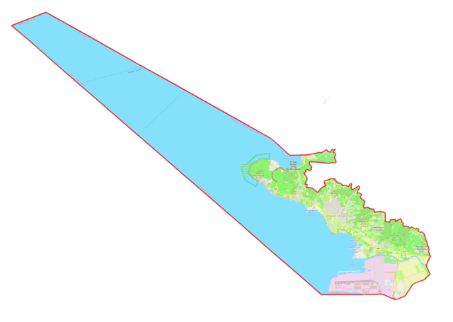 Mapa konturowa gminy Ankaran, po prawej nieco na dole znajduje się punkt z opisem „Ankaran”