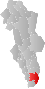 Mapa do condado de Hedmark com Kongsvinger em destaque.