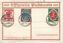 Official postcard of the National Assembly Offizielle Postkarte Weimarer Nationalversammlung.jpg