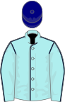Pale blue, dark blue seams, navy blue cap