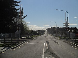 Level crossing of the Palmerston North–Gisborne Line at James Line