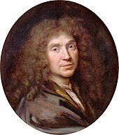 Moliere, 17th-century French dramatist Pierre Mignard - Portrait de Jean-Baptiste Poquelin dit Moliere (1622-1673) - Google Art Project (cropped).jpg