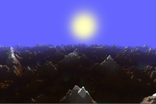 Rendering of a fractal terrain by ray marching Real-time Raymarched Terrain.png