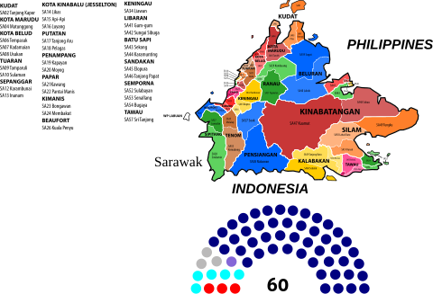 Sabah Electoral Map before 2013 with seat composition.svg