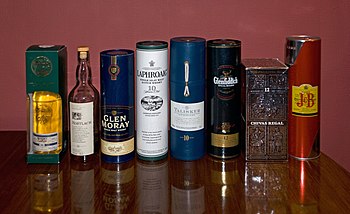 Various Scotch Whiskies. From left: Whisky Gal...