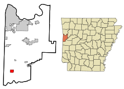 Location in Sebastian County and the state of Arkansas