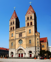 West front entrance of St. Michael's Cathedral, in Qingdao, China.