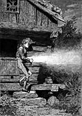 Illustrasjon til «Gutten som gikk til Nordenvinden og krevde melet igjen», 1896