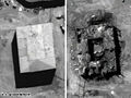 Der syrische Reaktor vor und nach der Zerstörung durch Operation Orchard im Jahr 2007