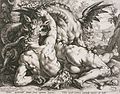 O dragão devorando os companheiros de Cadmo, buril, 1588. Los Angeles County Museum of Art