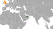 Location map for the United Arab Emirates and the United Kingdom.