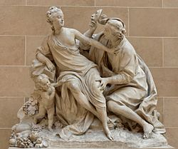 Вертумн и Помона. Статуи в стил Рококо от Жан-Баптист Лемуан, 1760 г. (Лувър, Париж)