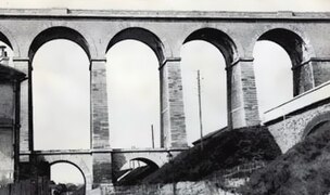 Viaduc de Meudon au début du XXe siècle (on distingue la ligne des Invalides à droite de l'image).