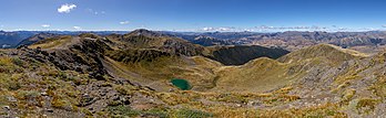 Mons Sex Millia (1835 m) visto do Garnet Peak. Cordilheira Poplars, região de Canterbury, Nova Zelândia (definição 14 455 × 4 428)