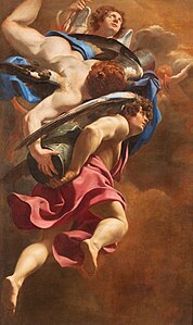 Simon Vouet, Anges portant la colonne de la Passion, 1625-1626, huile sur toile, 130 x 80 cm.