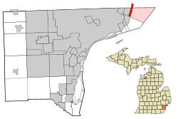 Location in Wayne County and the state of Michigan