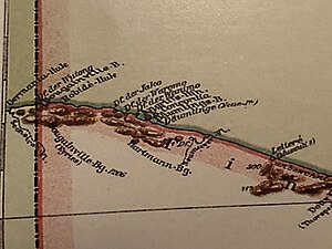 Kartenausschnitt Papua Neuguinea westlicher Nordküste (Angriffshafen im Bild mittig).