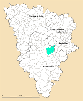 Kanton Maurepas na mapě departementu Yvelines