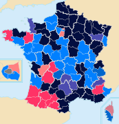 Leading party in each department after the first round of the 2015 French departmental elections