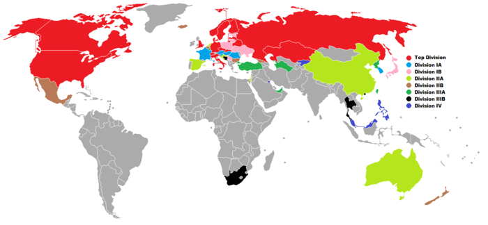 Nations participant aux différentes divisions du championnat du monde 2020.