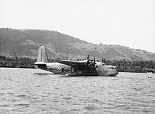 A Short Sunderland of No. 95 Squadron RAF moored in Freetown. 95 Squadron RAF Sunderland at Freetown WWII IWM CM 2564-83-36.jpg