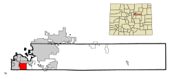 Location of Southglenn in Arapahoe County, Colorado.