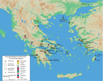 ... of Artemis Orthia ( white star ) near Sparta in the Peloponnesus