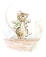 An illustration of the mouse dancing on the cupboard at the end of the story