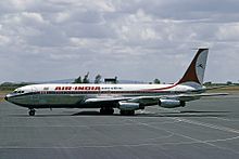 Air India became the first Asian carrier to induct a jet aircraft with the Boeing 707-420 Gauri Shankar (registered VT-DJJ) Boeing 707-437, Air-India AN2227437.jpg