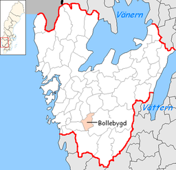 Bollebygds kommuns läge i Västra Götalands län