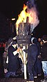 The Burning of the Clavie celebrates New Year's Eve, old style, which falls on 11 January (unless 11 January is a Sunday, in which case the celebration is held on 10 January). The Clavie is a half-cask, mounted securely on a pole, and filled with staves of wood and inflammable liquid.