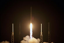 The COTS 2 Falcon 9 successfully launches with the Dragon spacecraft on 22 May 2012. COTS 2 Falcon 9 launches - close.jpg