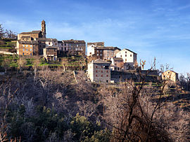 The church and surrounding buildings in Campana village