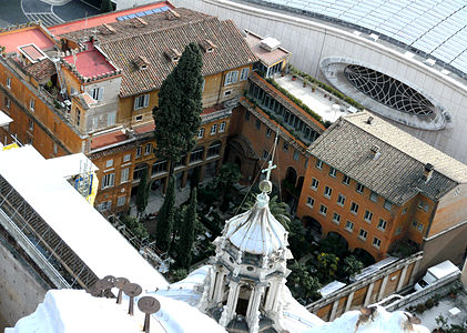 Vista do complexo da igreja e do Campo Santo do alto da cúpula da Basílica de São Pedro.