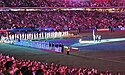 Singing of the national anthem during the Opening Day ceremony