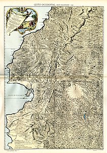 Mapa de la parcialidad occidental de la Real Audiencia de Quito que data de 1750 y fue de su autoría.