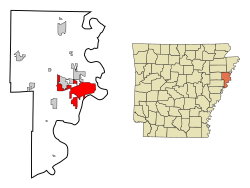 Location of West Memphis, Arkansas