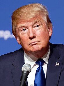 Portrait of Donald Trump during a campaign event on August 19, 2015