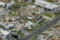 Aerial image of destroyed homes in Punta Gorda (USA), following hurricane Charley