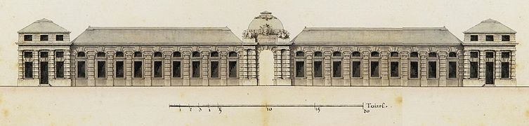 Elévation des communs du château d'Everly, 1785.