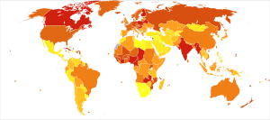 Deaths due to falls per million persons in 2012   0–15   16–21   22–33   34–44   45–55   56–69   70–88   89–106   107–129   130–314