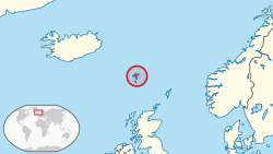 Location of the Faroe Islands in Northern Europe.