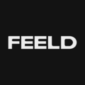 Le logo de Feeld, fait à partir de 3 ovales blancs formant la lettre F, devant un arrière-plan orange