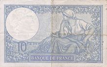 10 francs Minerve, Face verso