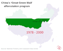 China's Great Green Wall initiative is an ecological project that aims to provide windbreaking forest strips to hold back the expansion of the Gobi Desert. GGWall.gif