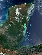 Satellite view of the Yucatan Peninsula Gulf of Honduras.jpg