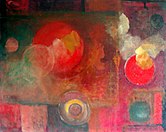 Kreise, abstrakte Farbfiguration, Öl auf Leinwand, Ende der 1960er Jahre