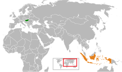 Peta memperlihatkan lokasiHungaria and Indonesia