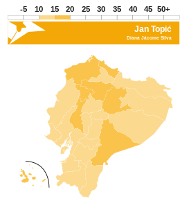 Stimmanteile von Jan Topić in den Provinzen